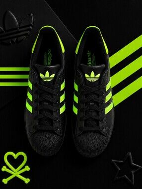 ADIDAS Superstar II Shell Top WOMENS Size 7 Black Green Sneakers